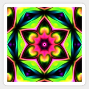 Psychedelic Hippie Flower Pink Green and Black Sticker